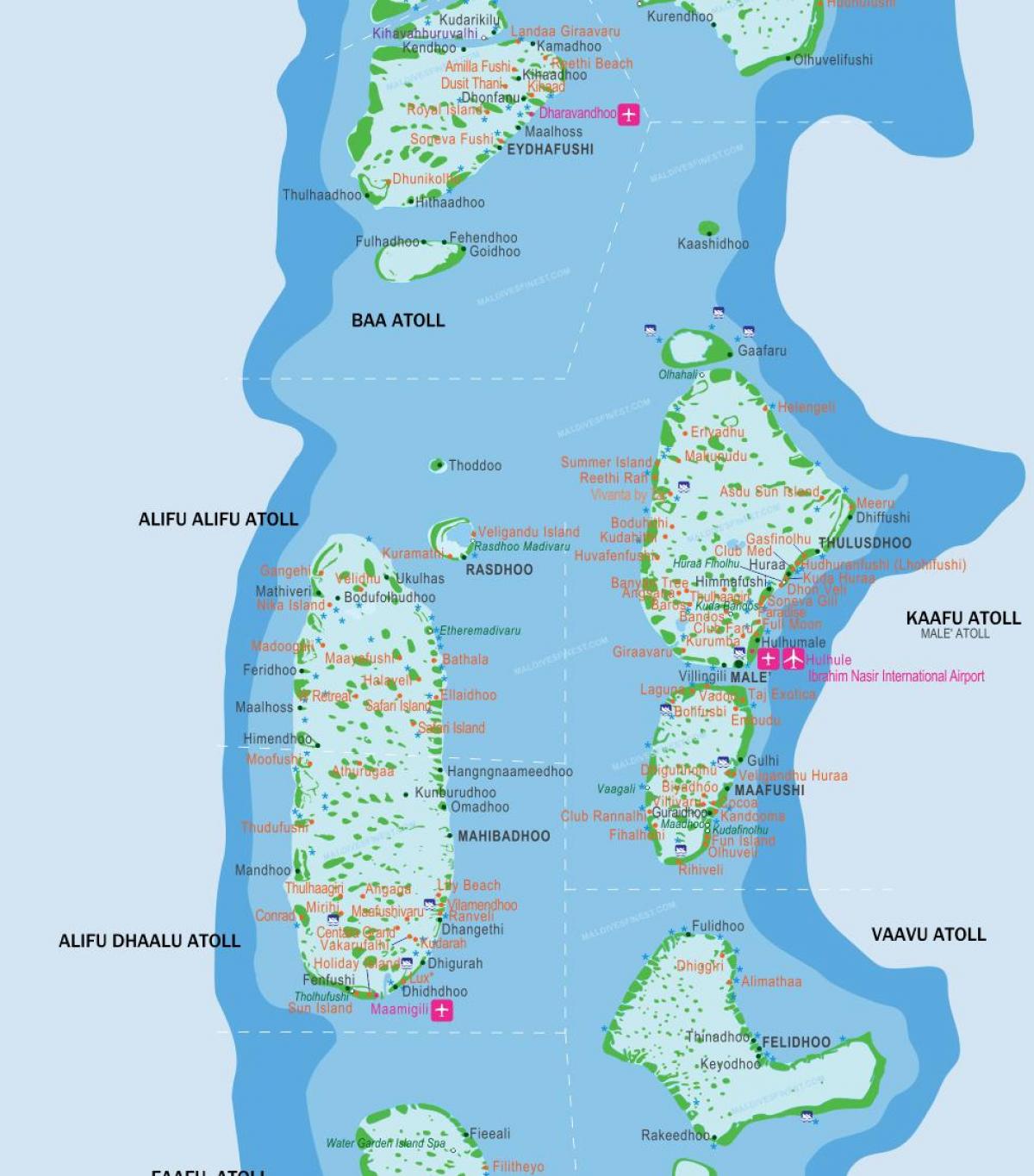 maldives carte d'aéroports