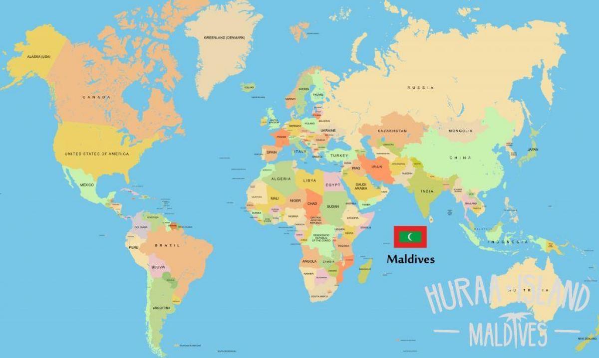 carte des maldives dans la carte du monde