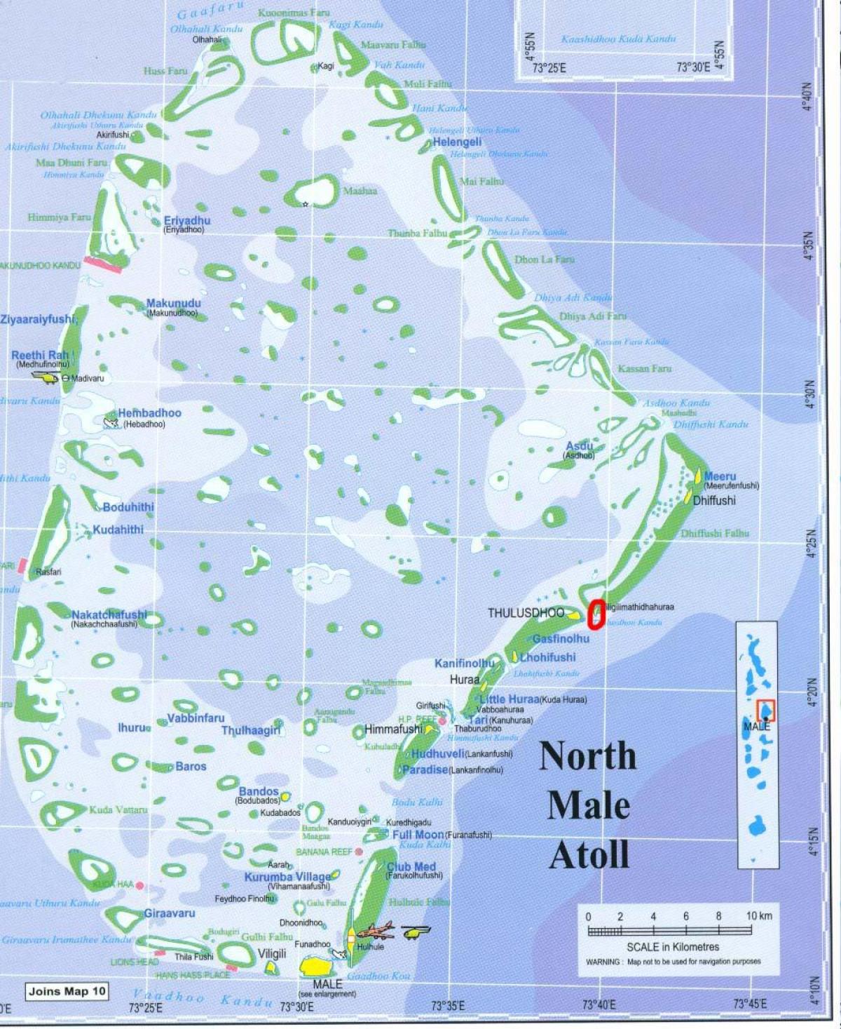 la carte de north male atoll des maldives