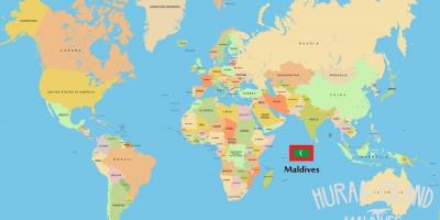 Carte des maldives dans la carte du monde