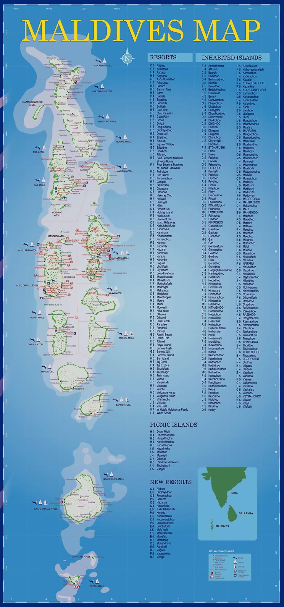 carte des îles maldives stations