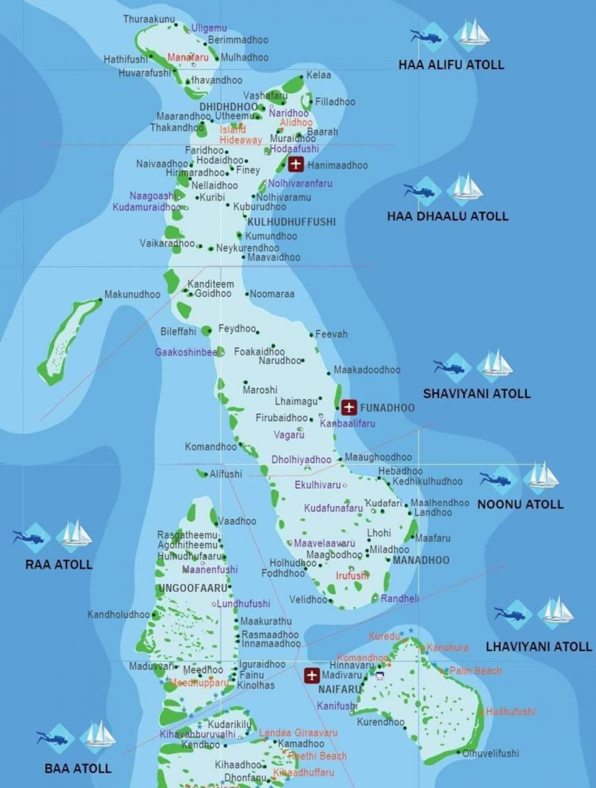 carte des maldives beach