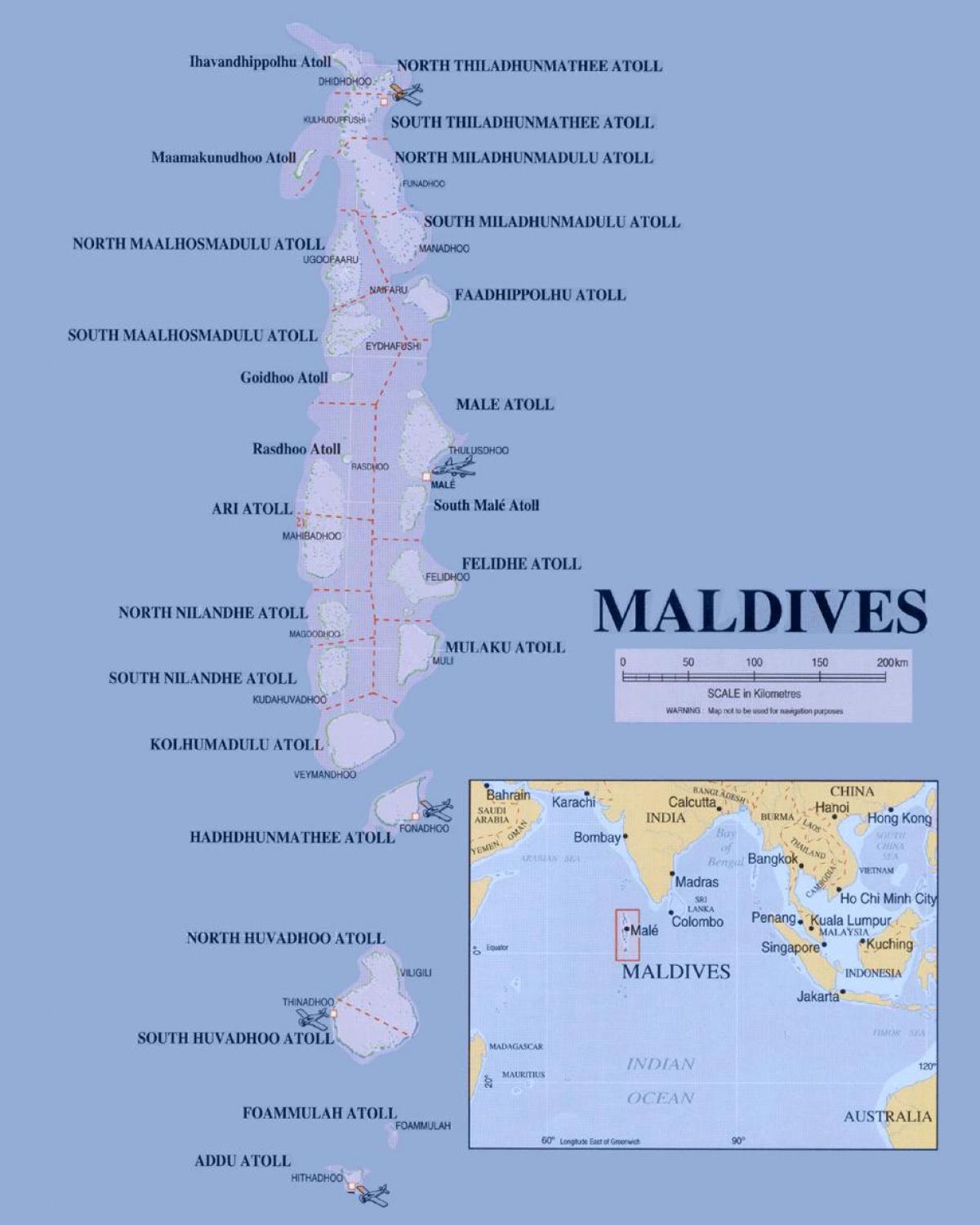 carte montrant les maldives