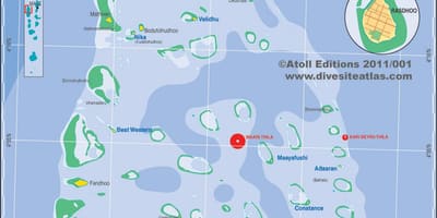 Carte de l'atoll d'ari aux maldives