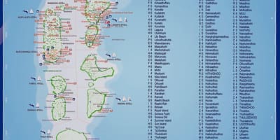 Carte des îles maldives stations