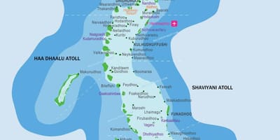 Carte des maldives et dans les pays environnants